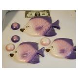 Fish & Bubbles, chalk, wall hangings