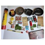 Ashtray, matches, lighters