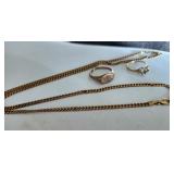 Gold, 10KT, necklace and rings