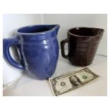 Cream / milk pottery pitchers (2)