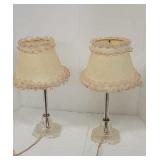 Vintage pair glass vanity lamps