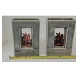 2 McCoy square vases. 9.25 x 6".