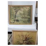 2 vintage cardboard prints