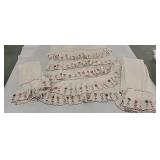 5 older cafe curtain valances  & 4 panels