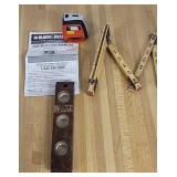 B&D Laser level, 72" wood measure+