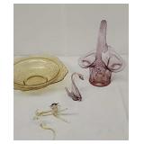 Signed Fenton basket. Depression +