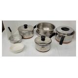 3 copper bottom sauce pots +