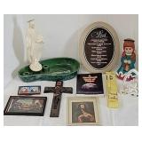 Faith decor, book & Haeger tray