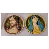 12" dia. Jesus & Mary. 5" deep.