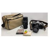 Canon AE-1 35mm Camera, Extra Lens, Filters & Bag