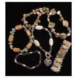 Natural stone stretchy bracelets and 1 with clasp