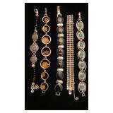 Rhinestone and enamel clasped bracelets