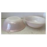 Vtg Fire King Pink Swirl Serving Bowls