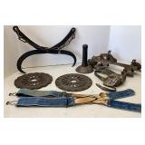 Primitive Ice Tongs, Hog Scraper, Ice Skates