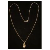 14K white gold & diamond pendant on fine 14K chain