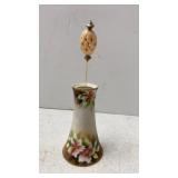 Vtg Bone? Hat Pin & Hand Painted Nippon Holder
