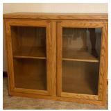 Oak hutch Topper with Glass Front Doors