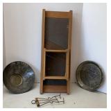 Vtg Pie Tin, Strainer, Cabbage Slicer, Canning