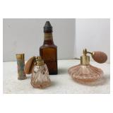 Vtg Pink Glass misters, Stetson cologne &
