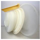 Vtg Tupperware Lids & Cabinet Door Lid Holder