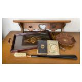 Vtg Rosewood Bowl, ServingTray, Bible