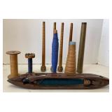 Antique Shuttle, Spools & Bobbins