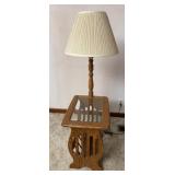 Oak Magazine Stand Table Lamp