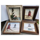 Framed Light House Prints (4)