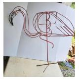 Wire Flamingo Planter, one leg stand