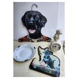 Dog plate, coat hanger, leash hangers