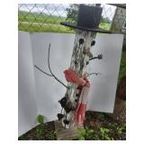 Snowman, out of wood, pipe, ice skates