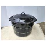 Canner with inner tray, Enamel Ware