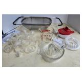 Glass juicer, Pyrex measuring cup
