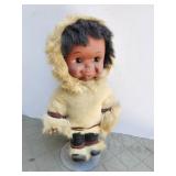 Eskimo Doll on stand, vintage,