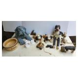Dog figures, wood, chalk, resin,