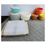 Tupperware bowls, deviled egg container