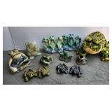 Frog Figures, porcelain, plush plastic