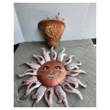 Terra Cotta Wall Pocket, Metal Sun