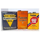 Pennsylvania Oil, Puritan Cleaner & Prestone Cans