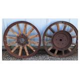 2 Wood Spoke Wheels, Antique