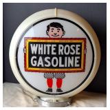 White Rose Gasoline Gas Pump Globe
