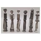 6 Vintage Gas Pumps Fine Pewter Sculptures