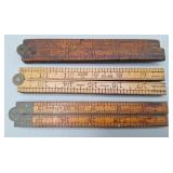 3 Stanley Wood Folding Rulers, Vintage