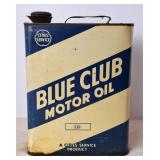 Blue Club Motor Oil 8 Quart Can, Vintage
