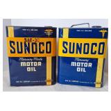 2 Sunoco Mercury Motor Oil Cans, 2 Gallon Size