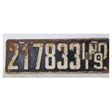 1919 Indiana License Plate
