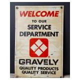 Gravely Service Department Welcome Metal Sign