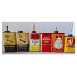 6 Household Oil Cans, Vintage