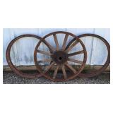 Wood Spoke Wheel & 2 Steel Bands, Antique