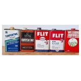 Turpentine, Bug Killer & Weed Control Cans